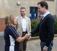 Deputy Prime Minister, Nick Clegg during his visit to Dynamo Gymnastics, Hampshire